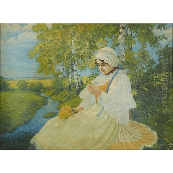 Lady By A Stream - view 1