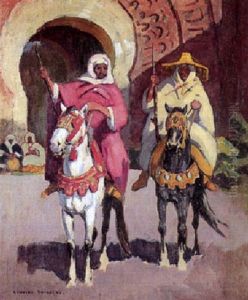 Cavaliers Devant Bab Agnaou, Marrakech by Edouard Edmond Doigneau