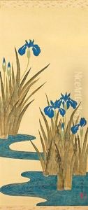 Irises Beside A Stylized Curving Stream by Sakai Doitsu
