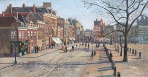 Numerous Figures On The Janskerkhof In Utrecht, The Netherlands by Gerard Willem Pieter (Gerrit) van Dokkum