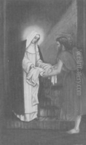 St. Catherine And A Beggar by Sister Angelico Dolan