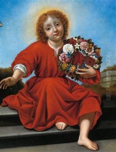 Il Gesu Bambino Con Fiori by Carlo Dolci