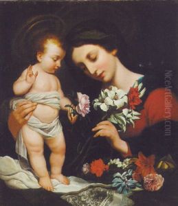 Madonna And Child With Flowers Madonna And Child With Flowers