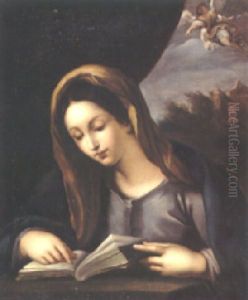 The Virgin Mary Reading A Book With The Angel Gabriel Before The Annunciation