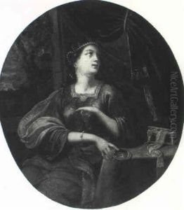 A Woman Seated At A Table With A Jewel Case And Mirror; A Vanitas by Carlo Dolci