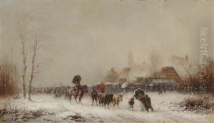 Cattle Market In A Snow Flurry by Anton Doll