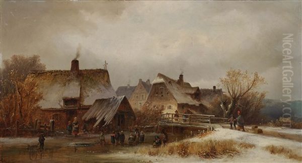 Wintry Village Landscape - view 1