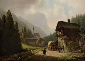 Gebirgsdorf Im Tal by Anton Doll