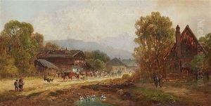 Cattle Drive In A Small Village