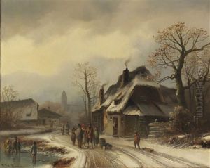 Winterliche Dorfansicht by Anton Doll