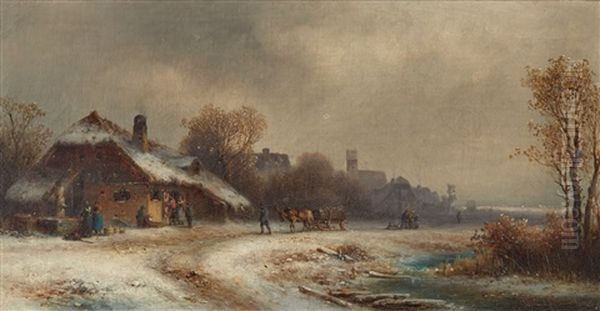 Winter Landscape With Peasants - view 1