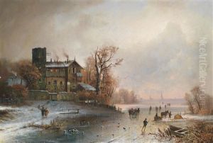 Winterlandschaft Mit Eislaufern
