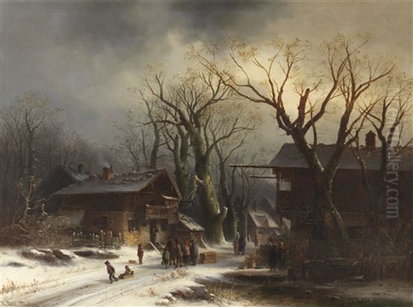 Verschneites Dorf - view 1