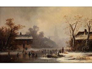 Winterliches Eisvergnugen Auf Zugefrorenem Teich by Anton Doll