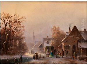 Winterliche Dorfansicht by Anton Doll
