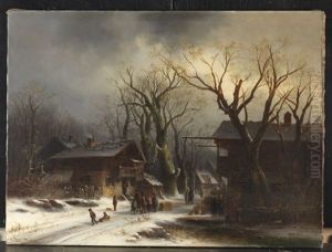 Verschneites Dorf by Anton Doll
