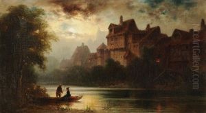Nachtliche Uberfahrt Auf Der Pegnitz In Nurnberg by Anton Doll