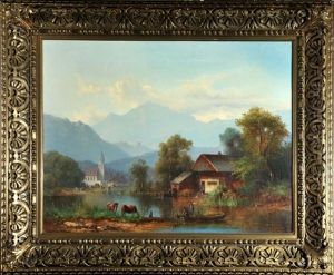 Bauerndorf Am See Vor Gebirge by Anton Doll