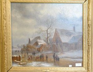 Paysage D'hiver Avec Patineurs
