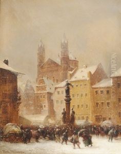 Marktplatz In Worms Im Winter