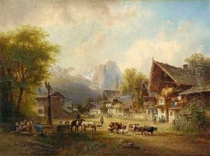 Bauern Mit Vieh In Garmisch