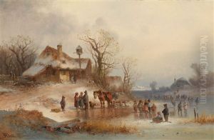 Winterlandschaft Mit Reicher Figurlicher Staffage Winterlandschaft Mit Reicher Figurlicher Staffage