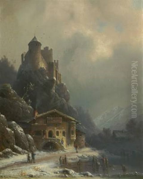Winterliche Landschaft Mit Einer Burg - view 1