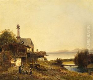 Chiemsee Mit Bauernhausern Und Kapelle