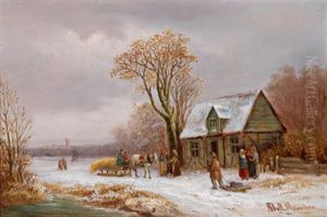 Strohfuhre Im Winter by Anton Doll