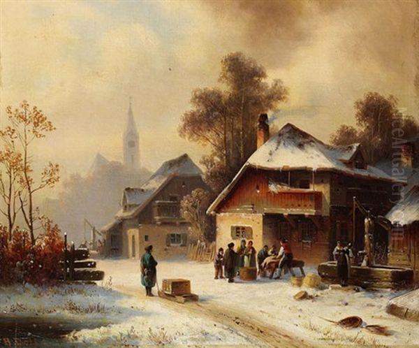 Dorfszene Im Winter - view 1