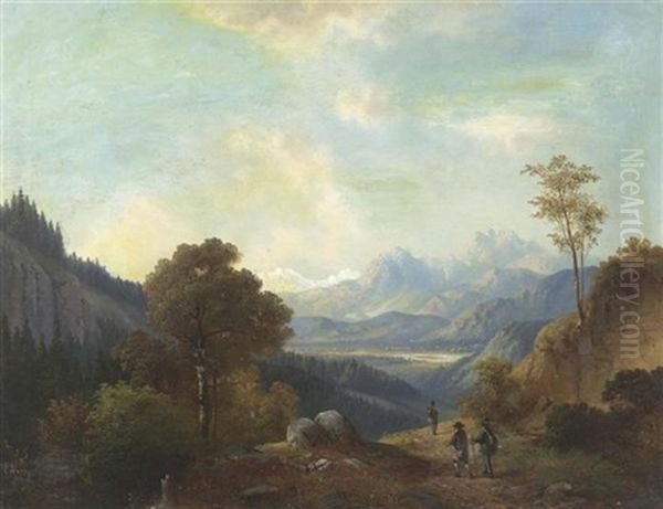 Gebirgslandschaft Mit Wanderer - view 1