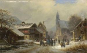 Taufgesellschaft Auf Winterlicher Dorfstrase