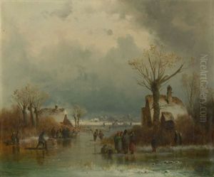 Motiv An Der Paar (winterlandschaft Mit Schlittschuhlaufern)