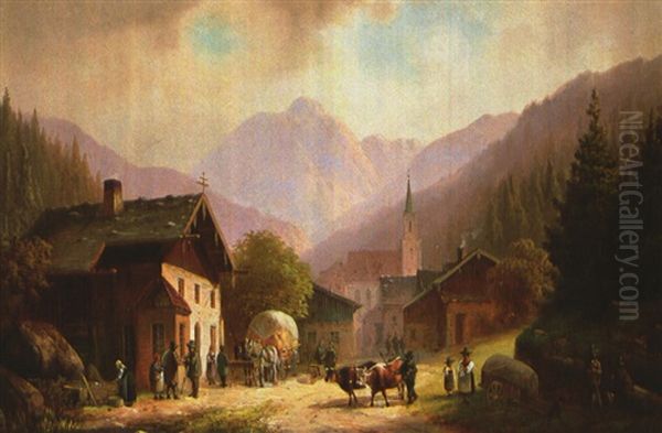Heufuhre Vor Dem Bauernhaus - view 1