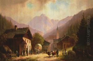 Heufuhre Vor Dem Bauernhaus