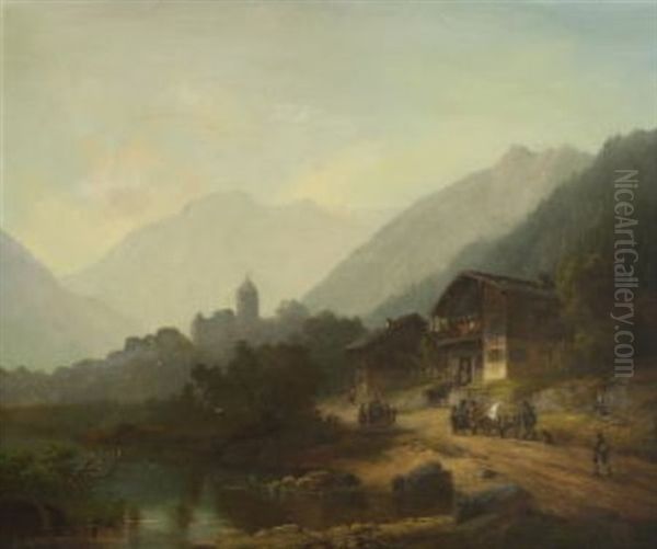 Flusslandschaft Im Gebirge - view 1