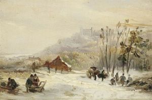 Holzarbeiter Im Winterwald
