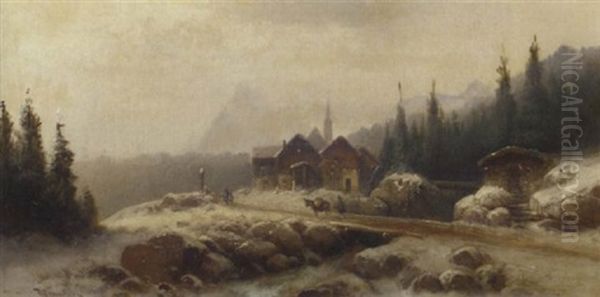 An Alpine Village In Winter - view 1