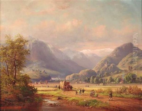 Heuernte In Einem Gebirgstal - view 1