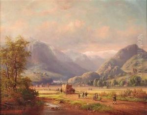 Heuernte In Einem Gebirgstal