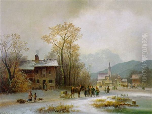Gebirgsstadtchen Im Winter - view 1