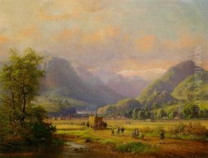 Heuernte Im Gebirgstal