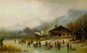 Winterfreuden Vor Dem Bauernhaus