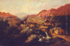 Mountainous Landscape With Mill And River by Anton Doll