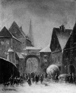 Winterliche Strassenszene by Anton Doll