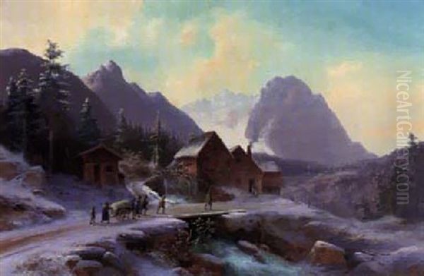 Gebirgsdorf Im Winter - view 1