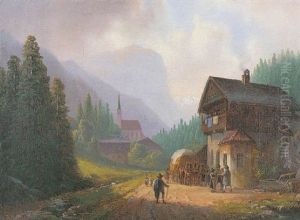 Gebirgsdorf (grainau?) by Anton Doll