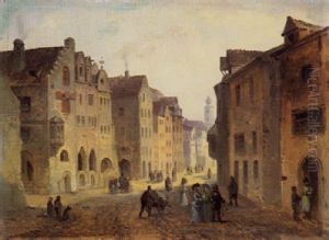 Der Oberanger In Munchen Mit Blick Auf Den Turm Der Pfarrkirche Heilig Geist by Anton Doll