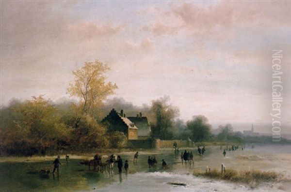 Skaters On A Frozen River - view 1