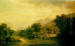 Fluslandschaft Mit Bauernhof